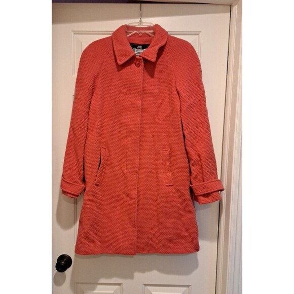 Marvin Richards Vintage Long Boucle Tweed Wool Car Coat Size M Pink Lined - Picture 1 of 15